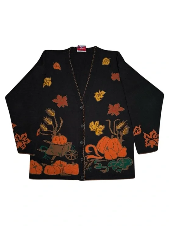 JJ Poole Fall Pumpkin Patch Vintage Halloween Cardigan - Picture 9 of 9